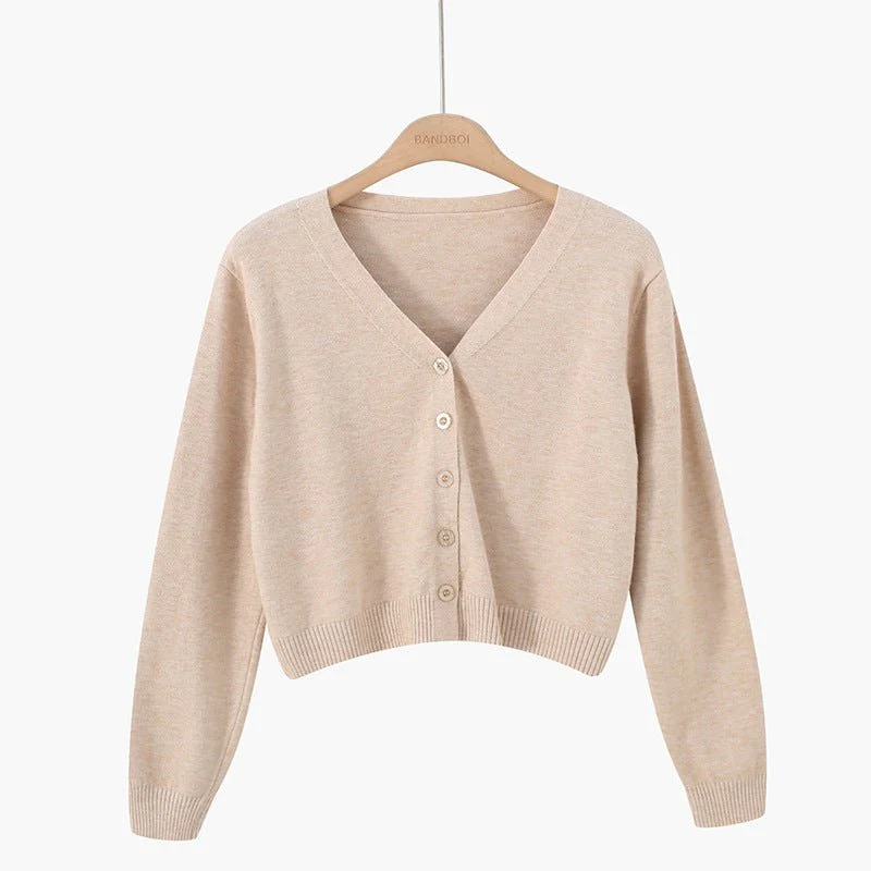 Women’s Core-Spun Yarn V-Neck Loose Cardigan | Long Sleeve Knit Sweater | Elegant Autumn 2025 Commuter StyleFD - Image 10