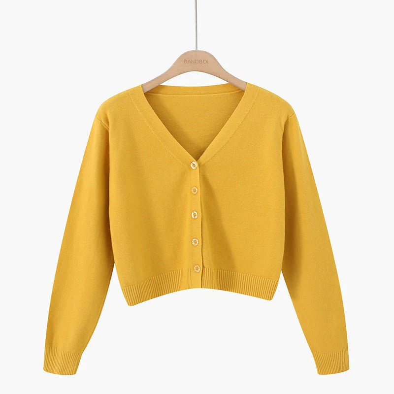 Women’s Core-Spun Yarn V-Neck Loose Cardigan | Long Sleeve Knit Sweater | Elegant Autumn 2025 Commuter StyleFD - Image 11