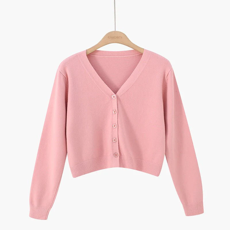 Women’s Core-Spun Yarn V-Neck Loose Cardigan | Long Sleeve Knit Sweater | Elegant Autumn 2025 Commuter StyleFD - Image 12