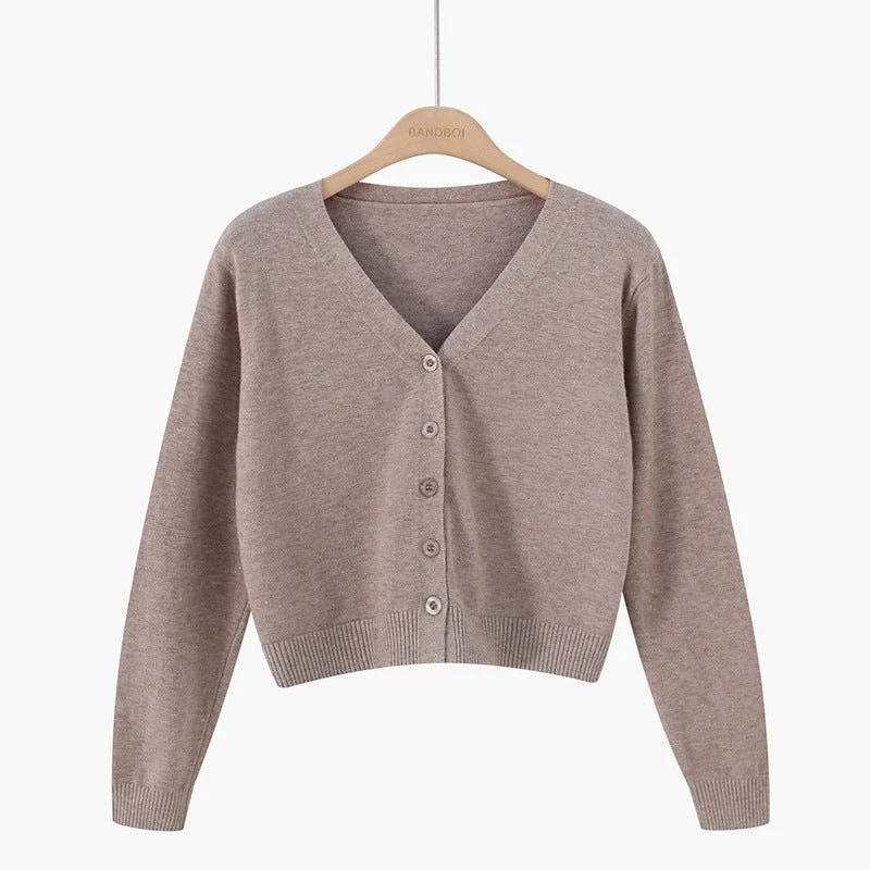 Women’s Core-Spun Yarn V-Neck Loose Cardigan | Long Sleeve Knit Sweater | Elegant Autumn 2025 Commuter StyleFD - Image 6