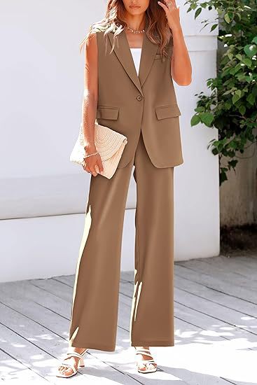 Women’s Elegant Sleeveless Pantsuit – PrettyGarden Polyester Two-Piece Set for Office, Travel & Formal Events FD - Image 5