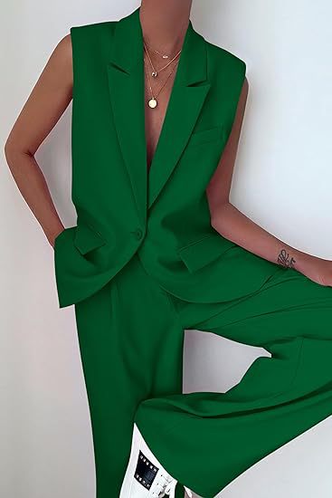 Women’s Elegant Sleeveless Pantsuit – PrettyGarden Polyester Two-Piece Set for Office, Travel & Formal Events FD - Image 6