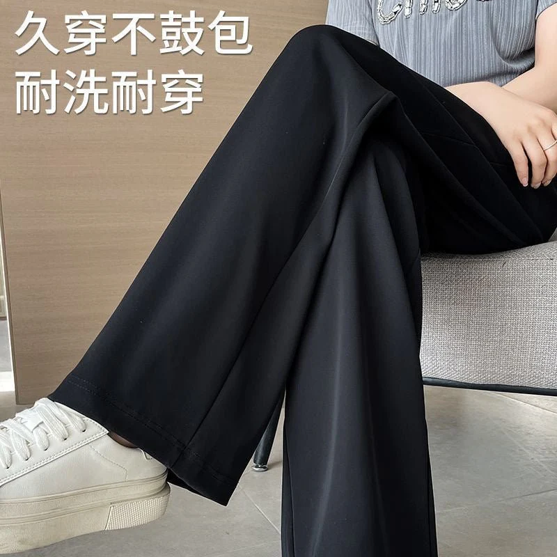 Women’s High-Waist Ice Silk Wide-Leg Pants | Pleated Urban Style Commuter Trousers - Image 2