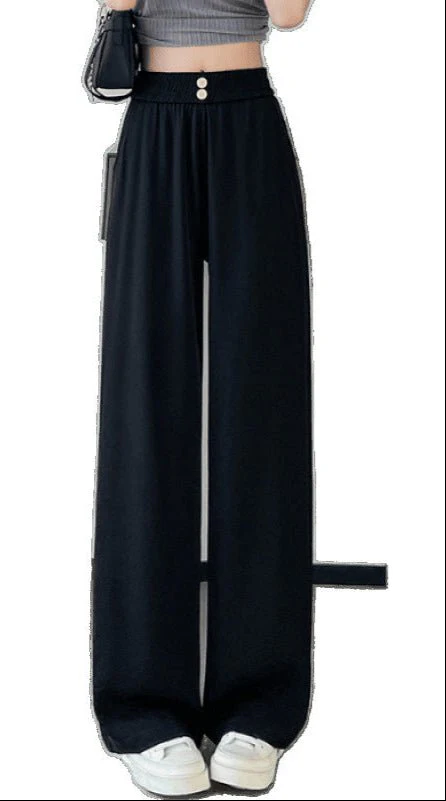 Women’s High-Waist Ice Silk Wide-Leg Pants | Pleated Urban Style Commuter Trousers  FD - Image 4
