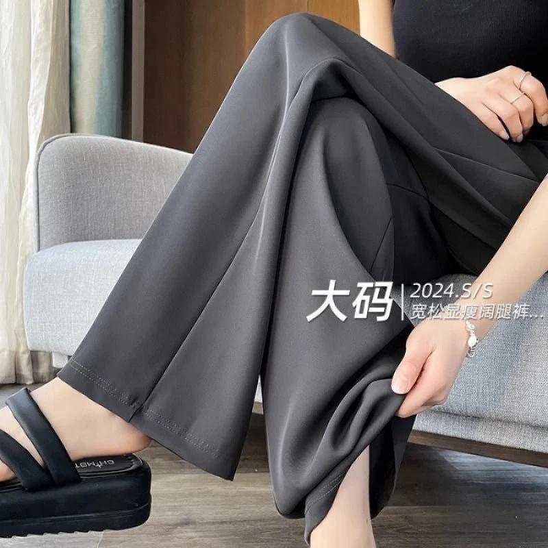 Women’s High-Waist Ice Silk Wide-Leg Pants | Pleated Urban Style Commuter Trousers  FD - Image 7