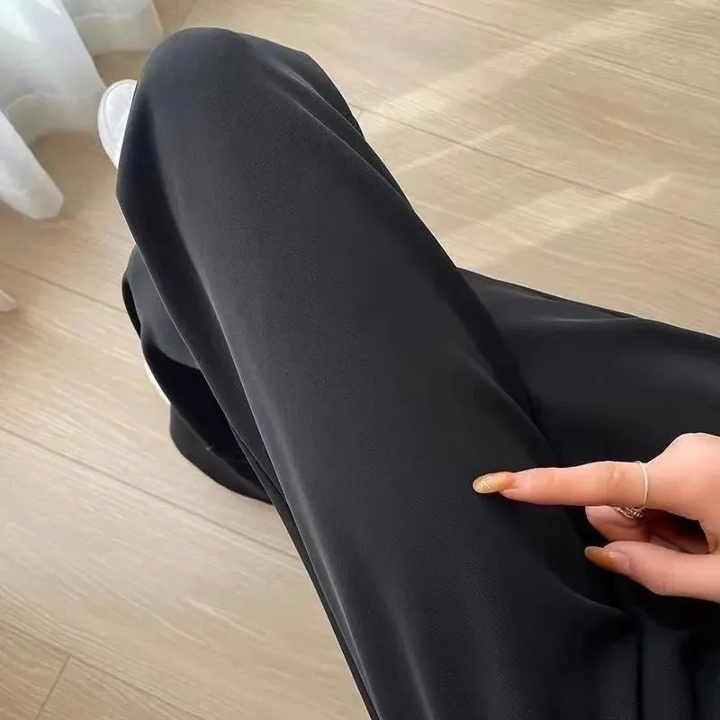 Women’s High-Waist Nine-Point Straight Pants – Sweet & Fresh Street Hipster Style | Summer 2025 Button Accent (FD) - Image 3
