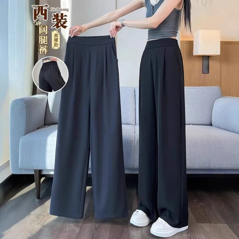Women’s High-Waist Straight-Leg Dress Pants | Yarn-Dyed Street Style Trousers