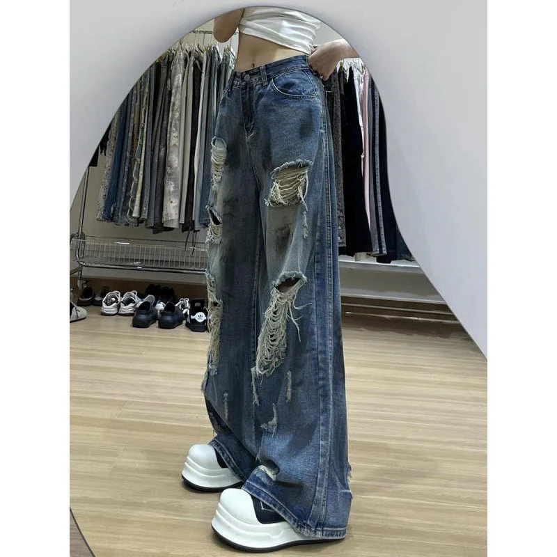 Women’s High-Waist Wide Leg Jeans – Ultra-Thin Summer Denim with Zipper & Washed Detail | Comfortable Urban Style
