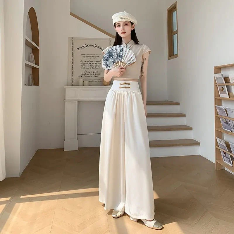 Women’s High-Waist Wide Leg Suit Pants – Sweet & Fresh Street Hipster Style | Summer 2025 Bow Accent - Image 3