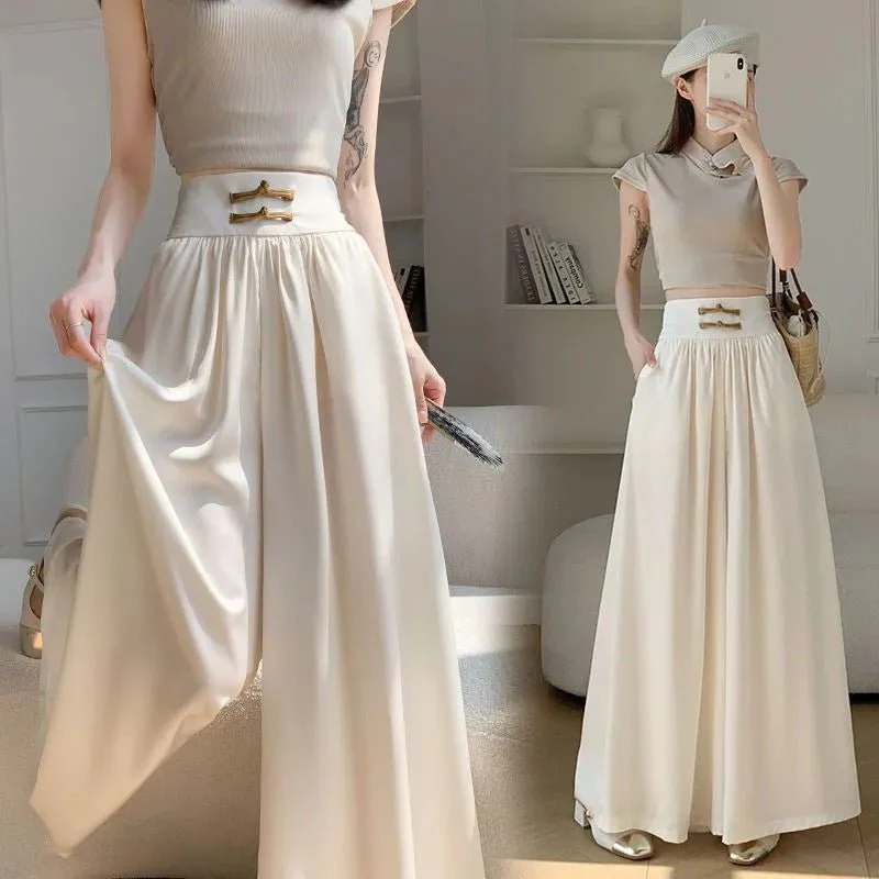 Women’s High-Waist Wide Leg Suit Pants – Sweet & Fresh Street Hipster Style | Summer 2025 Bow Accent FD