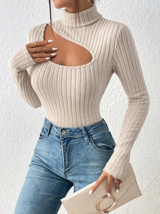 Women’s Hollow Slim-Fit Turtleneck Hoodie | Street Fashionista Style - Image 12
