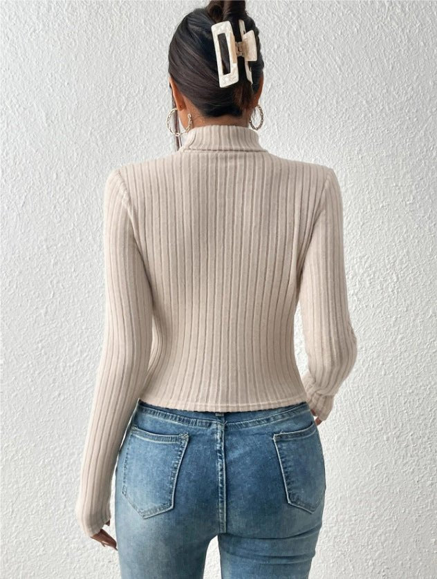 Women’s Hollow Slim-Fit Turtleneck Hoodie | Street Fashionista Style - Image 4