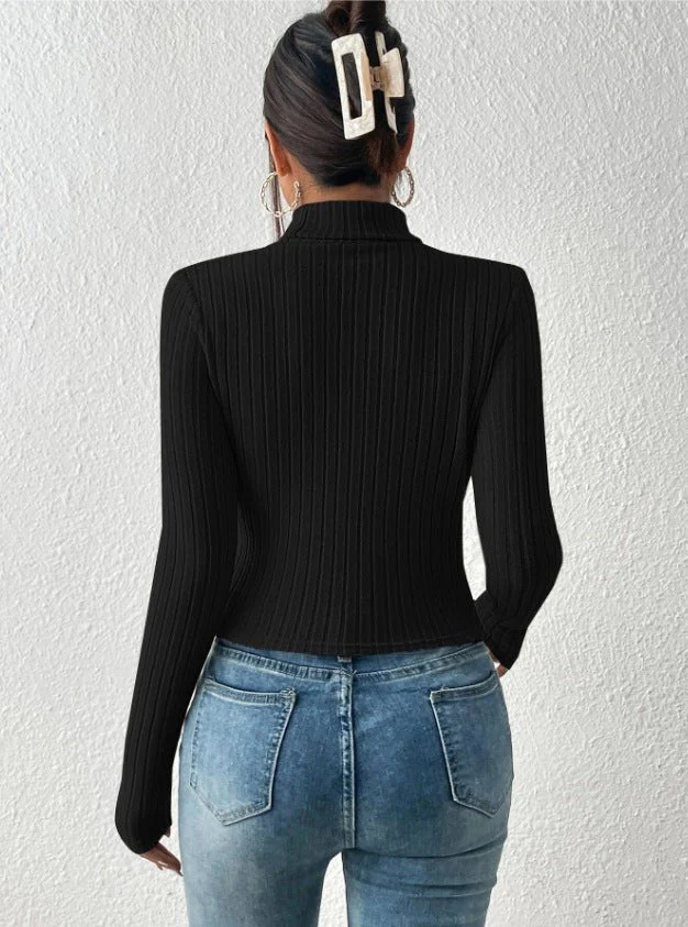 Women’s Hollow Slim-Fit Turtleneck Hoodie | Street Fashionista Style - Image 7
