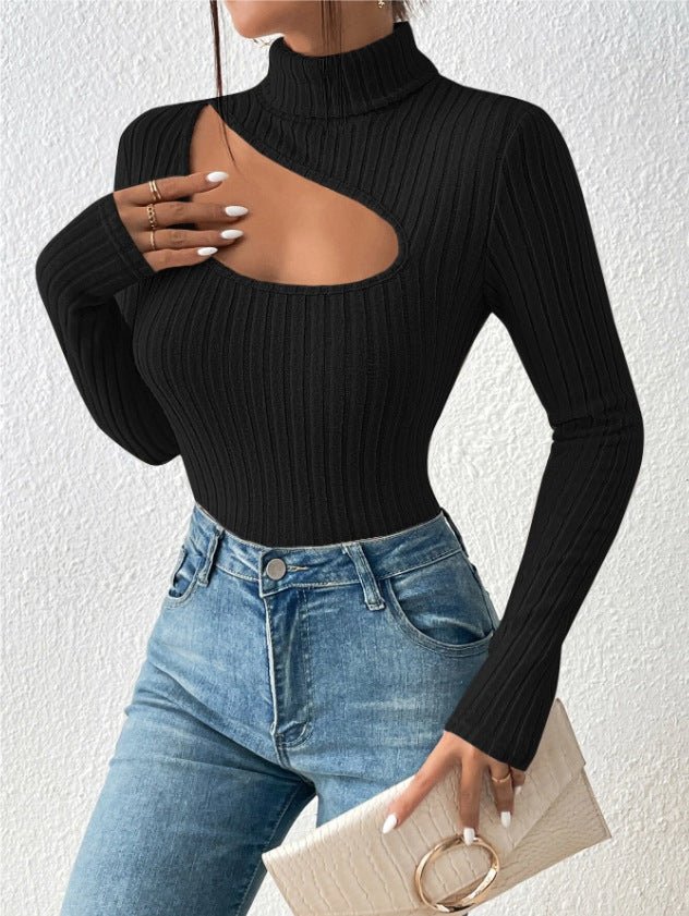Women’s Hollow Slim-Fit Turtleneck Hoodie | Street Fashionista Style - Image 8