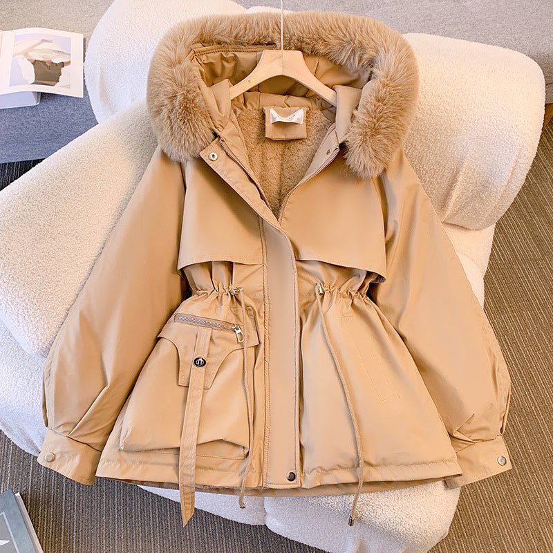 Women’s Hooded Cotton Coat with Faux Fur Collar – Slim Fit Winter Jacket | Medium-Long Japanese & Korean Casual Style FD - Image 3