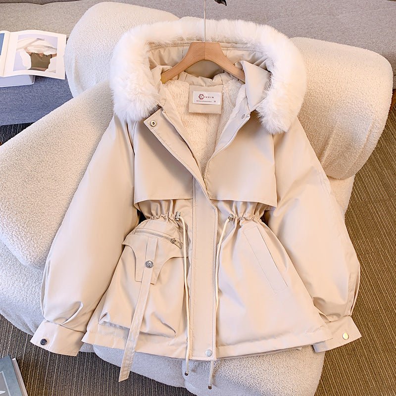 Women’s Hooded Cotton Coat with Faux Fur Collar – Slim Fit Winter Jacket | Medium-Long Japanese & Korean Casual Style FD - Image 7