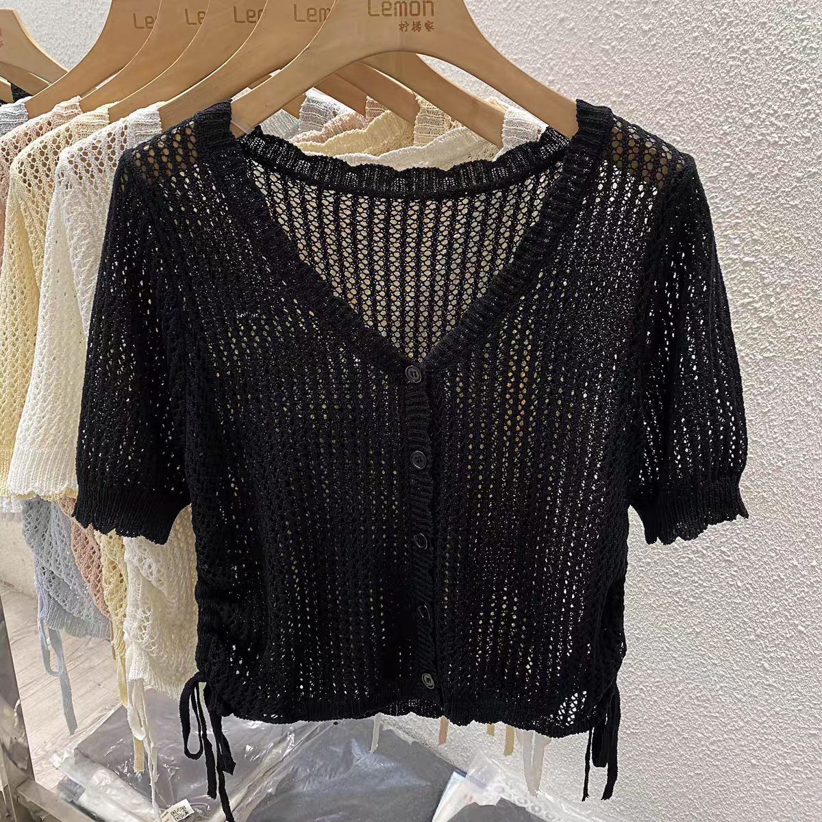 Women’s Ice Silk Drawstring Short Cardigan – Three-Quarter Sleeve Summer Top - Image 4