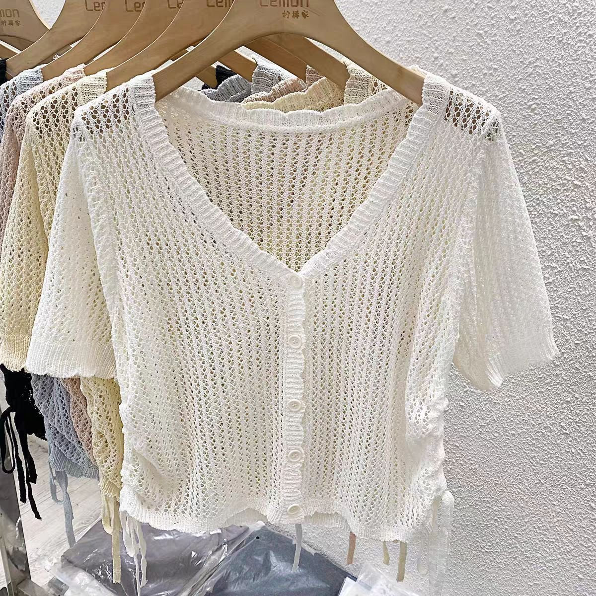 Women’s Ice Silk Drawstring Short Cardigan – Three-Quarter Sleeve Summer Top - Image 5
