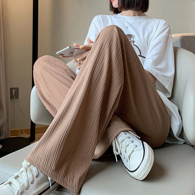 Women’s Ice Silk Wide-Leg Pants – High-Waist Loose Straight Chiffon Trousers, Thin Draped Floor-Mopping Casual Spring Autumn Pants - Image 3