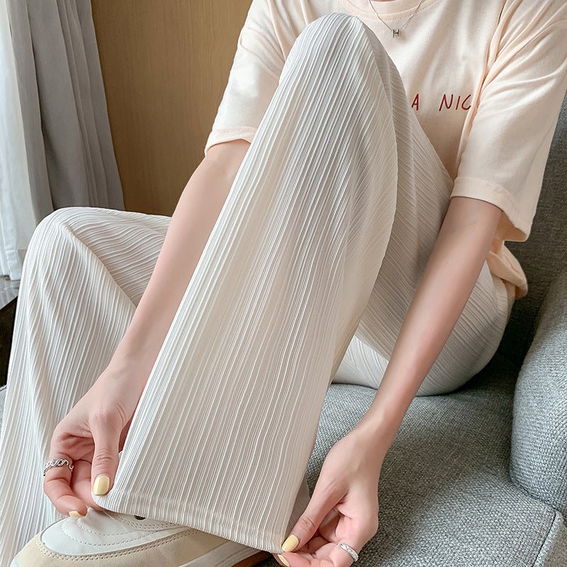 Women’s Ice Silk Wide-Leg Pants – High-Waist Loose Straight Chiffon Trousers, Thin Draped Floor-Mopping Casual Spring Autumn Pants - Image 4
