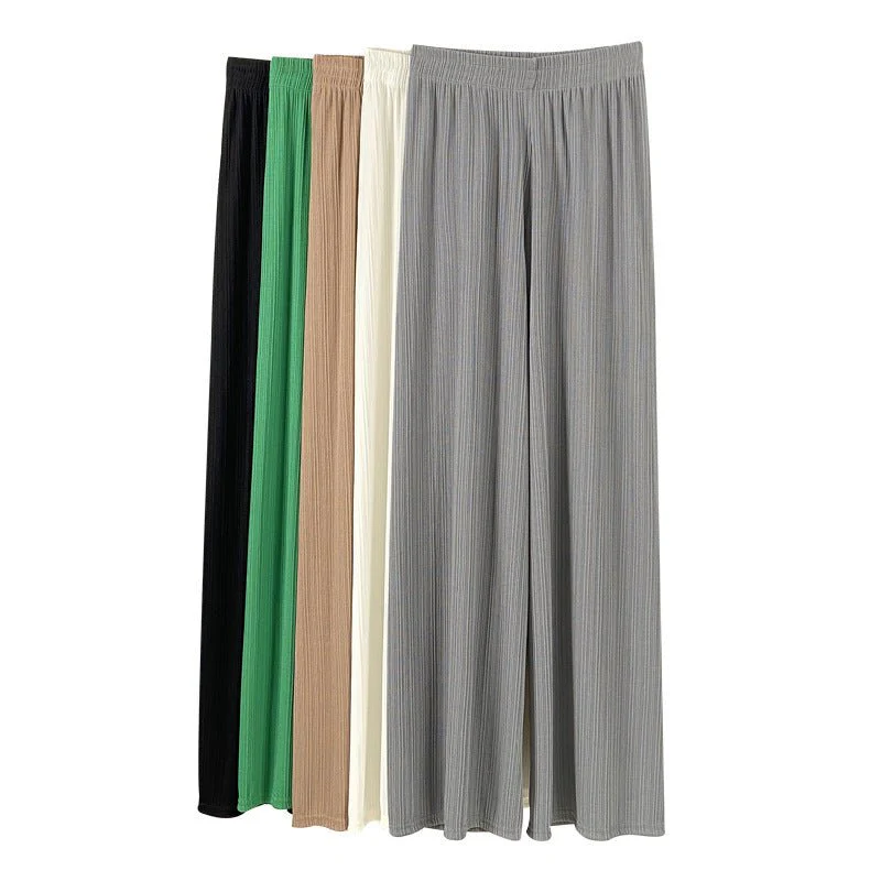 Women’s Ice Silk Wide-Leg Pants – High-Waist Loose Straight Chiffon Trousers, Thin Draped Floor-Mopping Casual Spring Autumn Pants - Image 5
