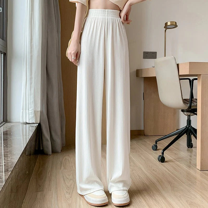 Women’s Ice Silk Wide-Leg Pants – High-Waist Loose Straight Chiffon Trousers, Thin Draped Floor-Mopping Casual Spring Autumn Pants - Image 6