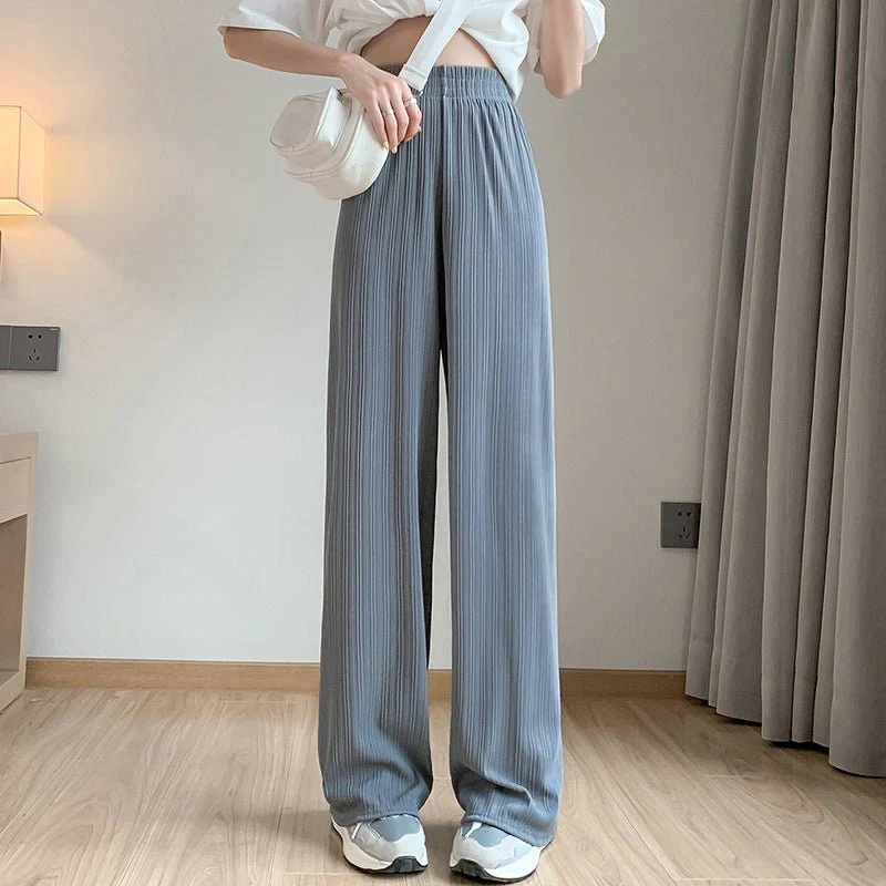 Women’s Ice Silk Wide-Leg Pants – High-Waist Loose Straight Chiffon Trousers, Thin Draped Floor-Mopping Casual Spring Autumn Pants - Image 7
