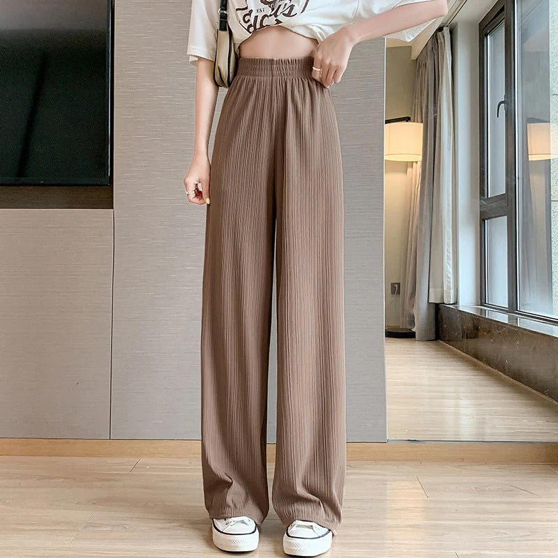 Women’s Ice Silk Wide-Leg Pants – High-Waist Loose Straight Chiffon Trousers, Thin Draped Floor-Mopping Casual Spring Autumn Pants - Image 9