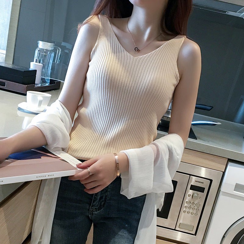 Women’s Knitted Viscose Slim-Fit Sling Top – Elegant Commuter Style - Image 3