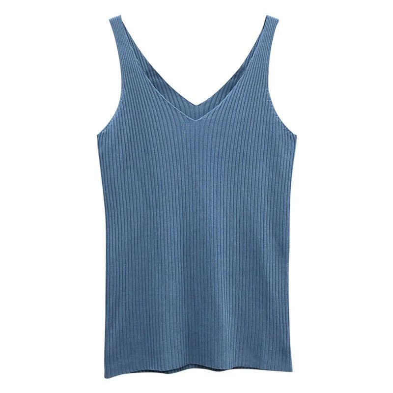 Women’s Knitted Viscose Slim-Fit Sling Top – Elegant Commuter Style FD - Image 5