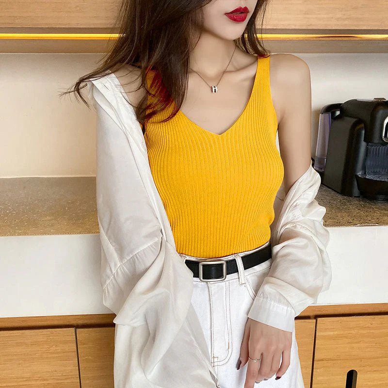 Women’s Knitted Viscose Slim-Fit Sling Top – Elegant Commuter Style FD - Image 7