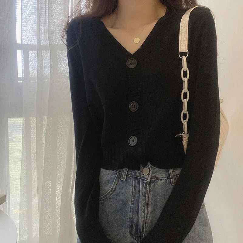Women’s Loose-Fit V-Neck Cardigan – Elegant Commuter Style, Autumn 2025  FD - Image 2