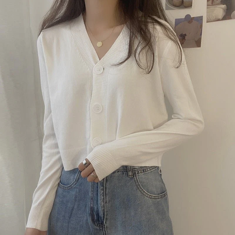 Women’s Loose-Fit V-Neck Cardigan – Elegant Commuter Style, Autumn 2025  FD - Image 4