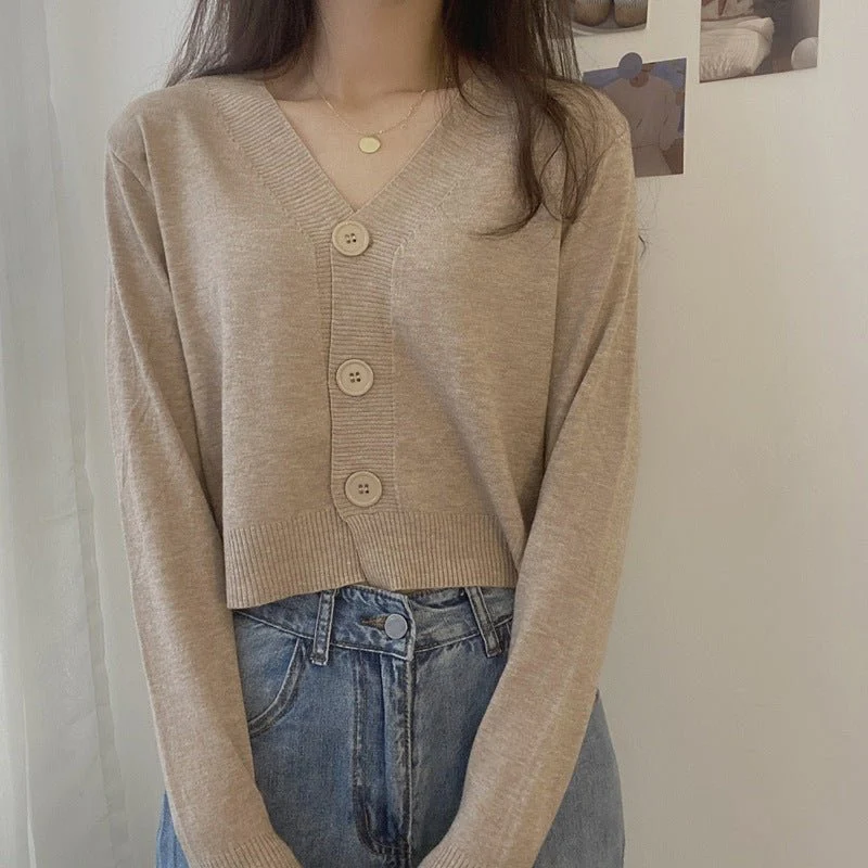 Women’s Loose-Fit V-Neck Cardigan – Elegant Commuter Style, Autumn 2025  FD - Image 5