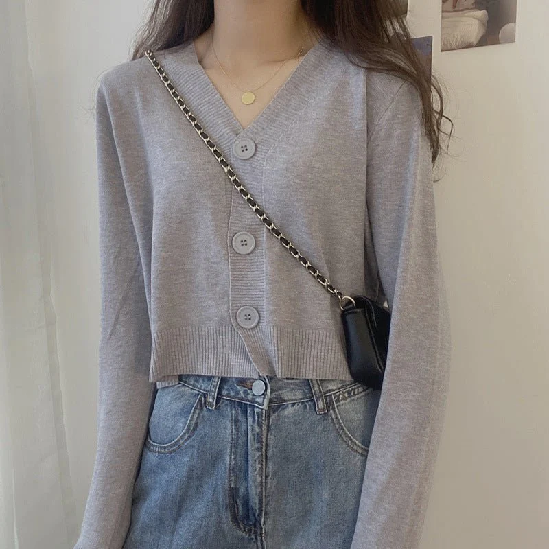 Women’s Loose-Fit V-Neck Cardigan – Elegant Commuter Style, Autumn 2025  FD - Image 8