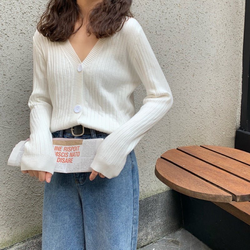 Women’s Loose-Fit V-Neck Cardigan Sweater – Elegant Commuter Style, Spring 2023 - Image 2
