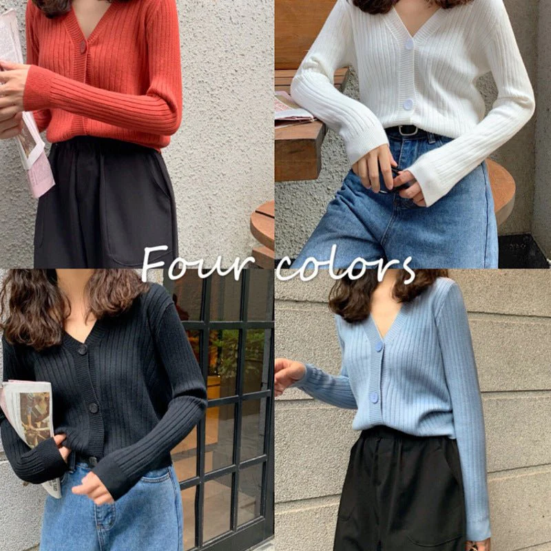 Women’s Loose-Fit V-Neck Cardigan Sweater – Elegant Commuter Style, Spring 2023 - Image 4