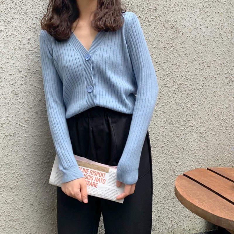 Women’s Loose-Fit V-Neck Cardigan Sweater – Elegant Commuter Style, Spring 2023 FD - Image 10