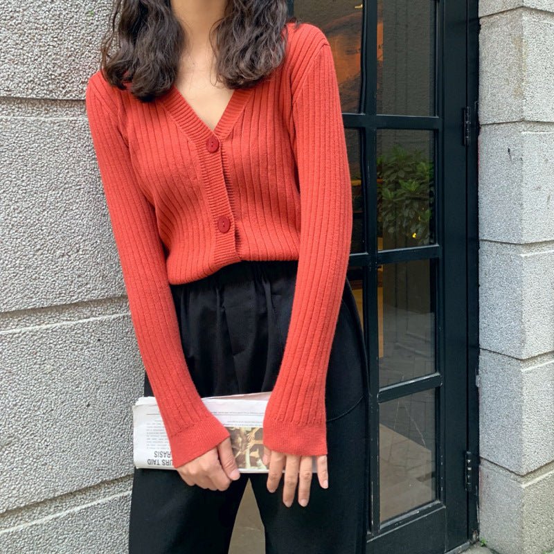 Women’s Loose-Fit V-Neck Cardigan Sweater – Elegant Commuter Style, Spring 2023 FD - Image 12