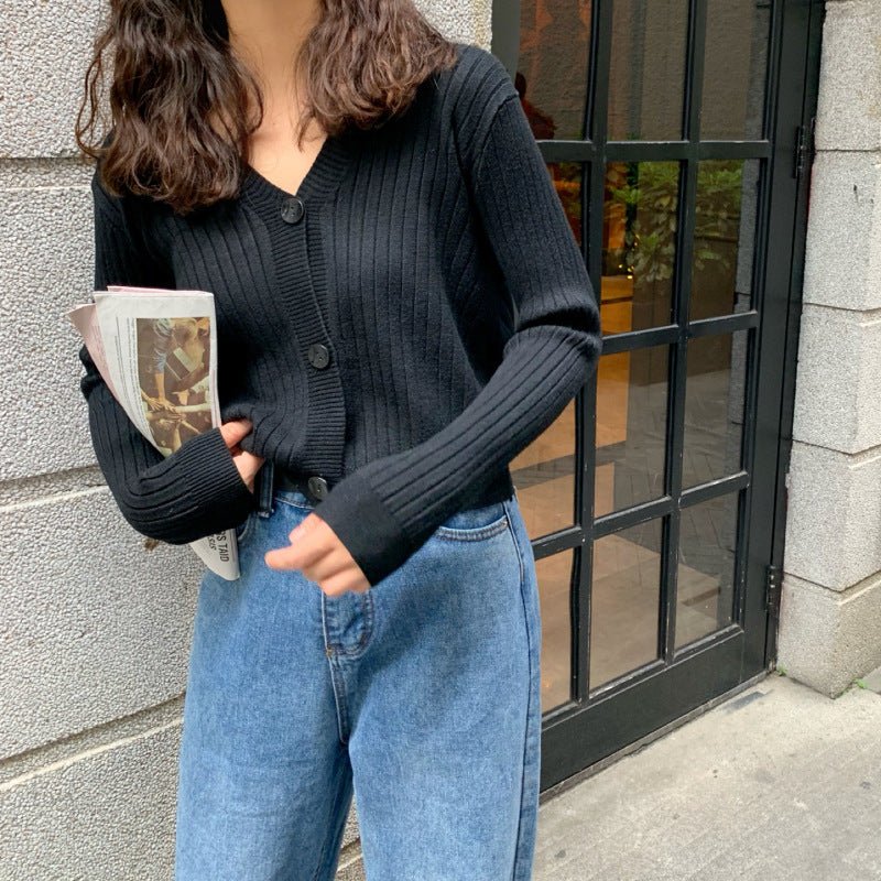 Women’s Loose-Fit V-Neck Cardigan Sweater – Elegant Commuter Style, Spring 2023 FD - Image 3