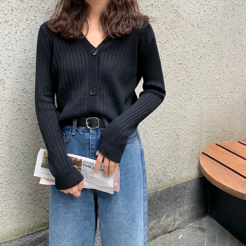 Women’s Loose-Fit V-Neck Cardigan Sweater – Elegant Commuter Style, Spring 2023 FD - Image 8