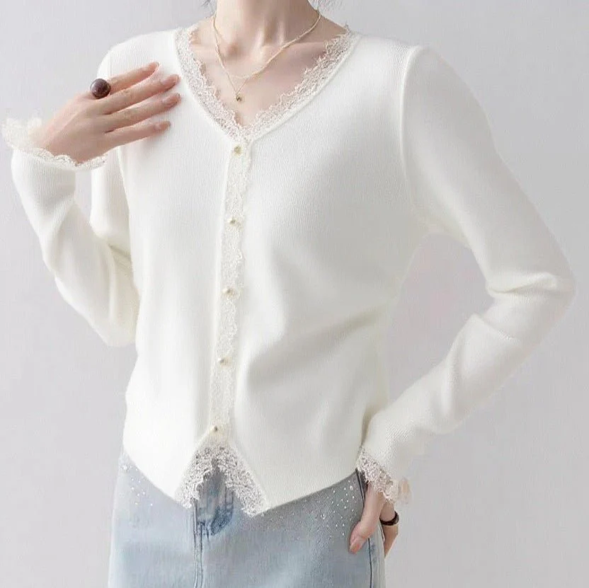 Women’s Pearl-Button Cardigan Sweater – V-Neck Long Sleeve, Japanese & Korean Casual, Autumn 2025 - Image 2