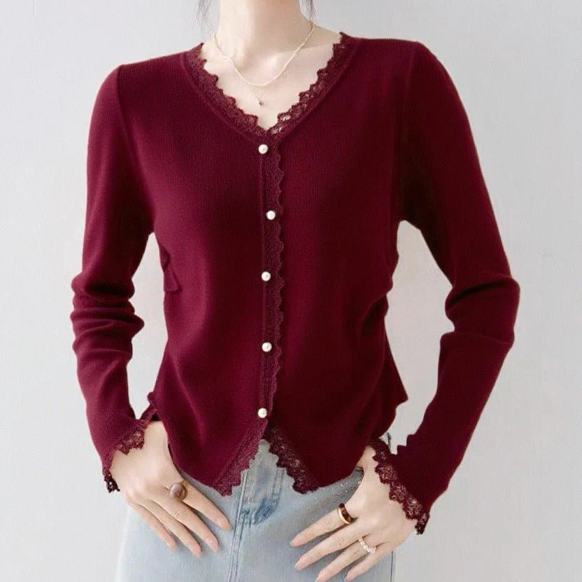 Women’s Pearl-Button Cardigan Sweater – V-Neck Long Sleeve, Japanese & Korean Casual, Autumn 2025 - Image 3