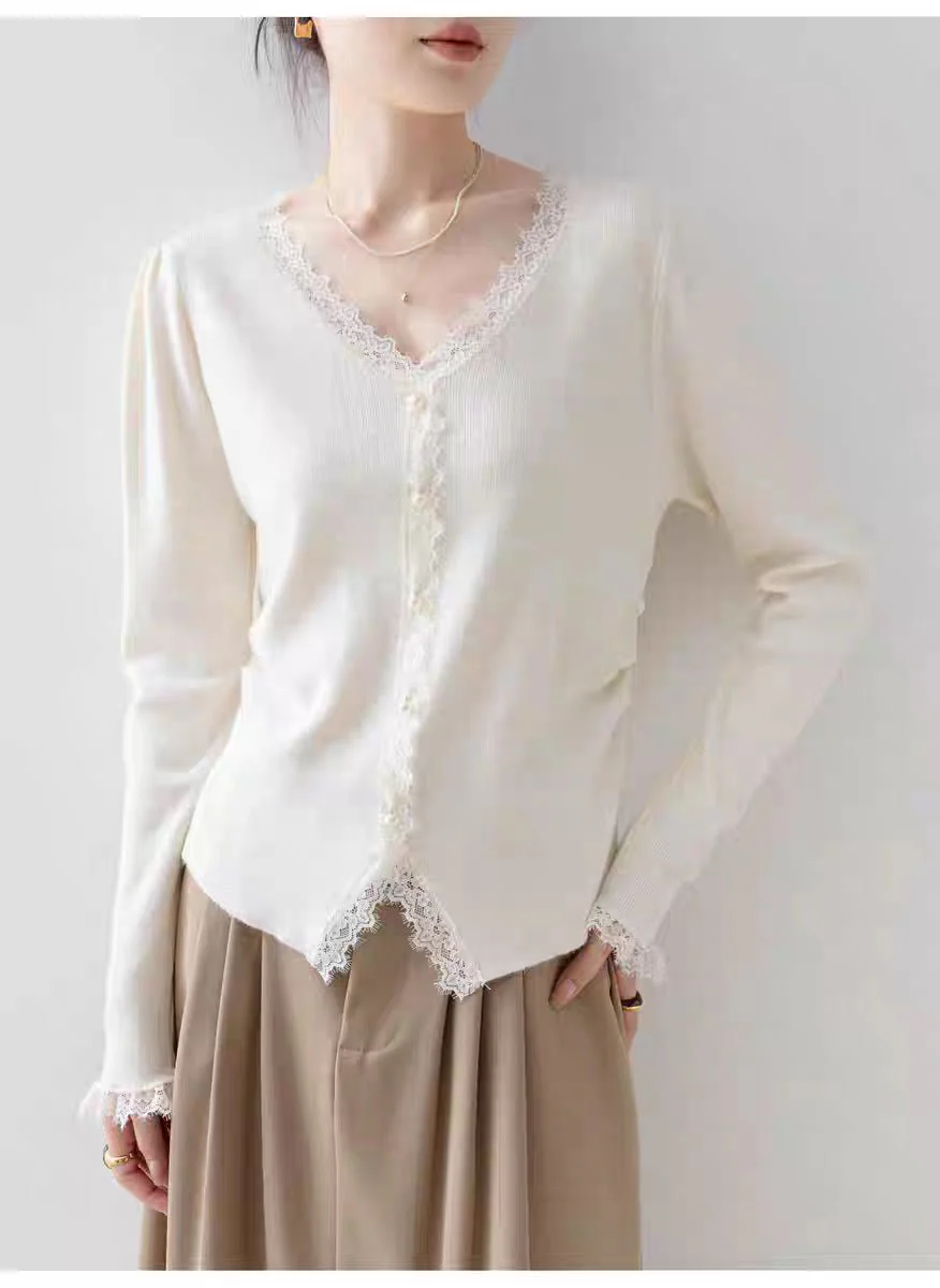 Women’s Pearl-Button Cardigan Sweater – V-Neck Long Sleeve, Japanese & Korean Casual, Autumn 2025 - Image 8