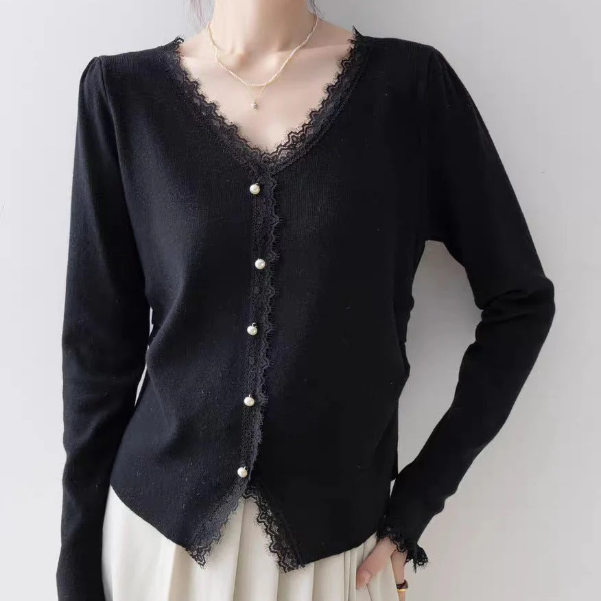 Women’s Pearl-Button Cardigan Sweater – V-Neck Long Sleeve, Japanese & Korean Casual, Autumn 2025 FD - Image 5