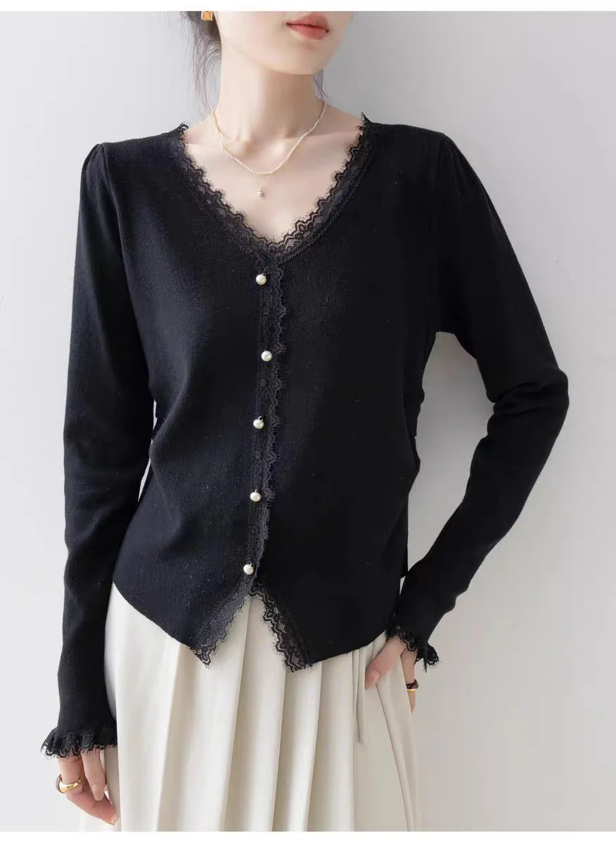 Women’s Pearl-Button Cardigan Sweater – V-Neck Long Sleeve, Japanese & Korean Casual, Autumn 2025 FD - Image 6