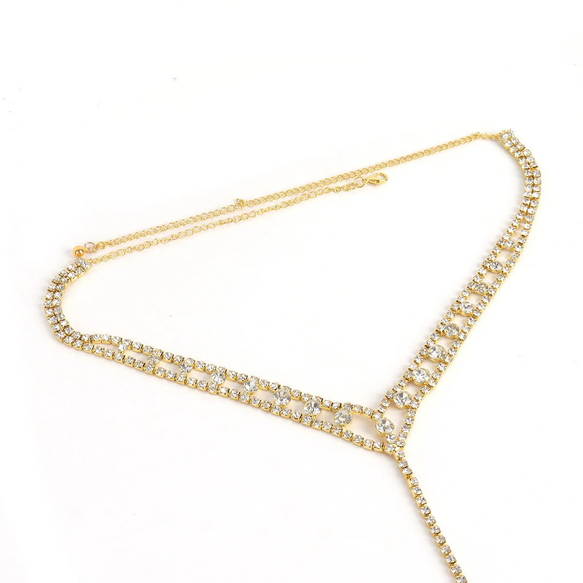 Women’s Rhinestone Body Chain Geometric Chest Jewelry – Gold & Silver Electroplated Crystal Body Necklace FD - Image 4