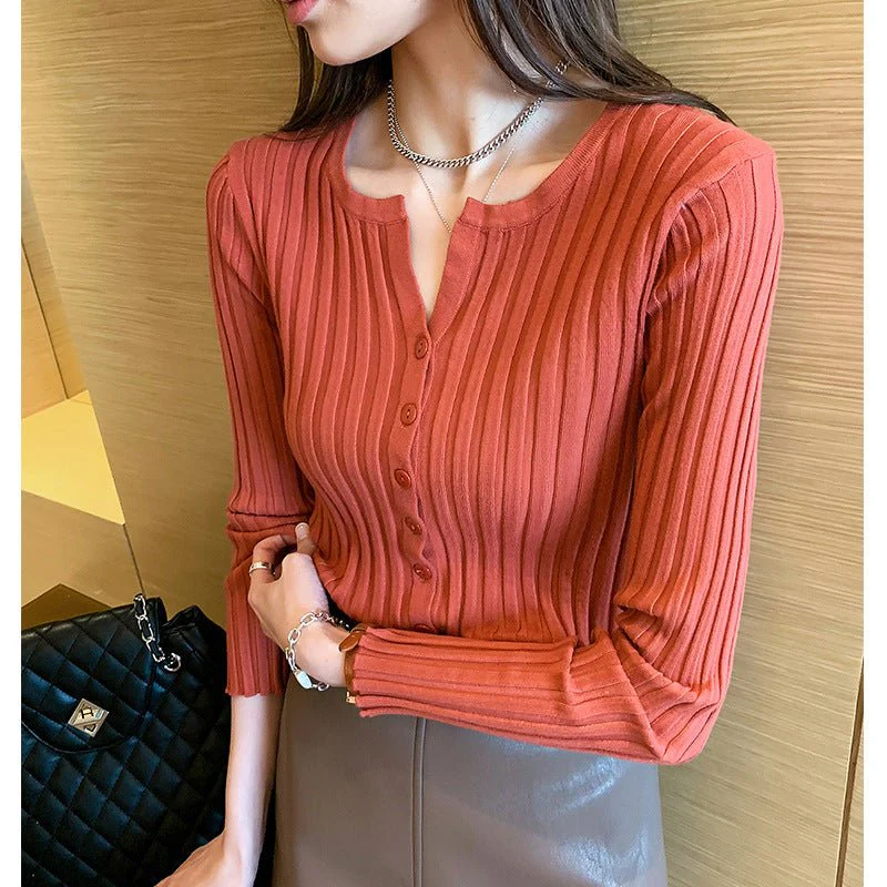 Women’s Round Neck Slim Fit Pullover Sweater – Solid Color Urban Commuter Style (Autumn 2025) FD - Image 11