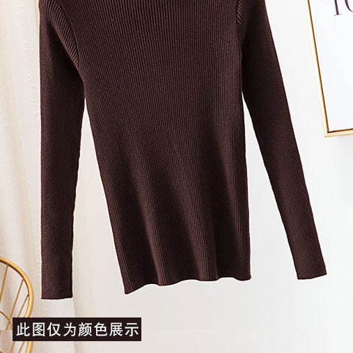 Women’s Semi-Turtleneck Core-Spun Yarn Sweater – Slim Fit Elegant Pullover FD - Image 12