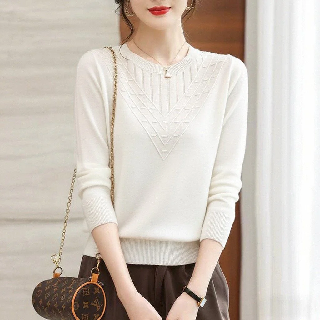 Women’s Semi-Turtleneck Pullover Sweater – Elegant Autumn 2025, Slim & Comfortable Knit - Image 3